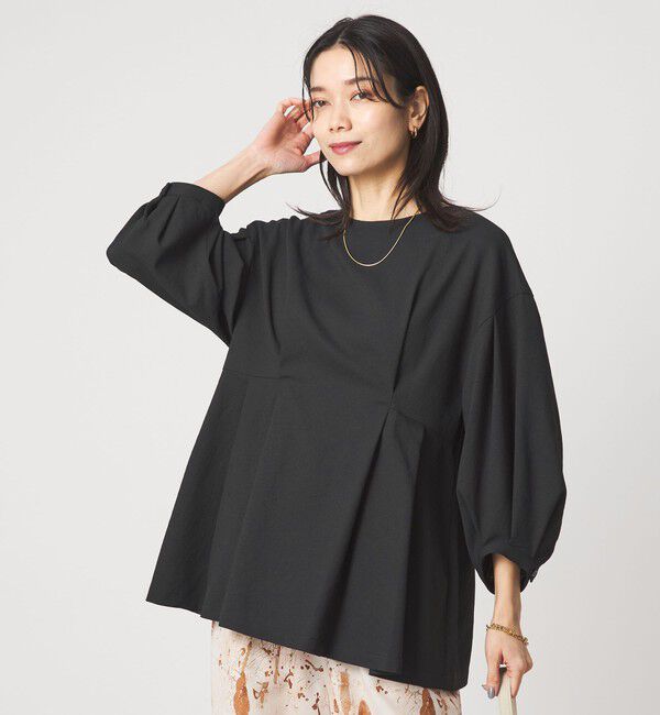 UNITED ARROWS green label relaxing「ウエスト タック ブラウス UVカット 通気性」|シャツ・ブラウス|BLACK