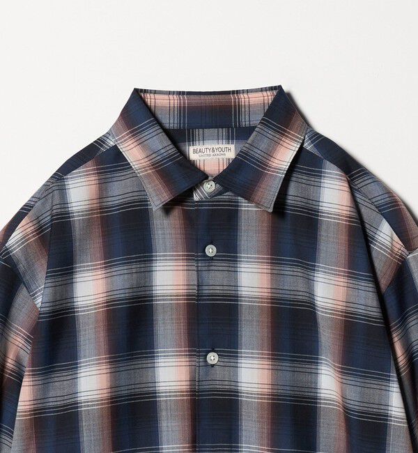 BEAUTY&YOUTH UNITED ARROWS「尾州 TW オンブレ チェック レギュラー シャツ GRANDE TAPERD型 ウォッシャブル MADE IN JAPAN」|シャツ・ブラウス|