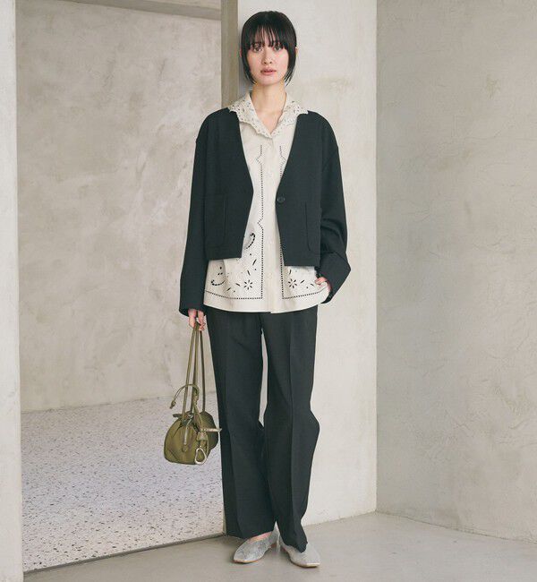 BEAUTY&YOUTH UNITED ARROWS「ポリエステルブレンド カラーレス ショートジャケット」|ノーカラージャケット|