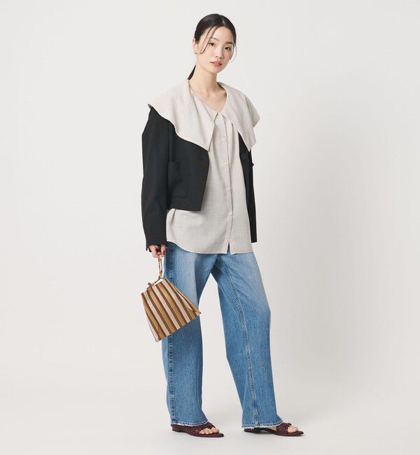 BEAUTY&YOUTH UNITED ARROWS「ポリエステルブレンド カラーレス ショートジャケット」|ノーカラージャケット|