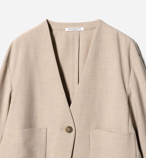 BEAUTY&YOUTH UNITED ARROWS「ポリエステルブレンド カラーレス ショートジャケット」|ノーカラージャケット|