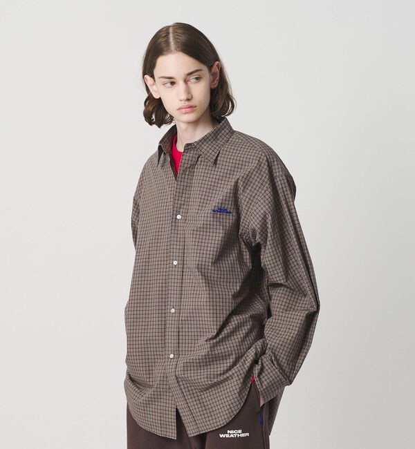 NICE WEATHER「＜NICE WEATHER＞ロゴ チェックシャツ」|シャツ・ブラウス|DK.BROWN