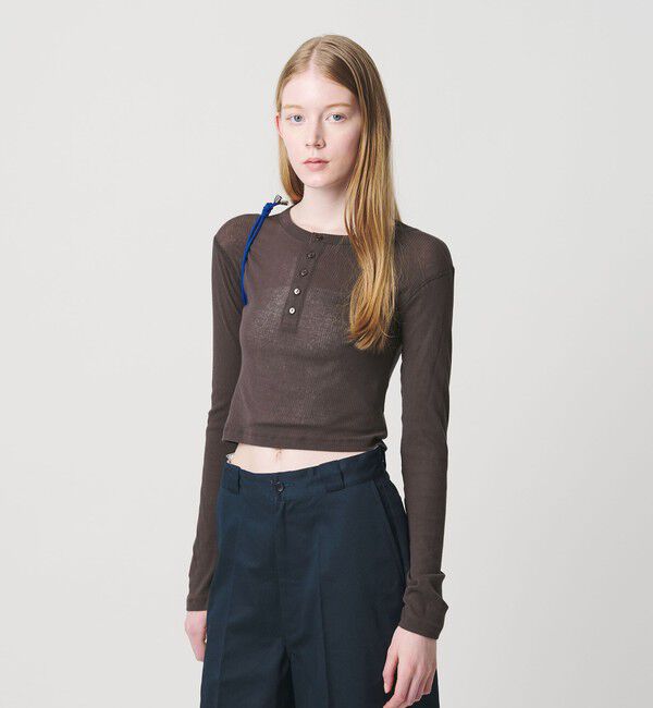 NICE WEATHER「＜NICE WEATHER＞トリム ヘンリーネックカットソー」|Tシャツ・カットソー|