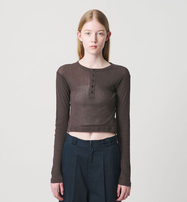 NICE WEATHER「＜NICE WEATHER＞トリム ヘンリーネックカットソー」|Tシャツ・カットソー|