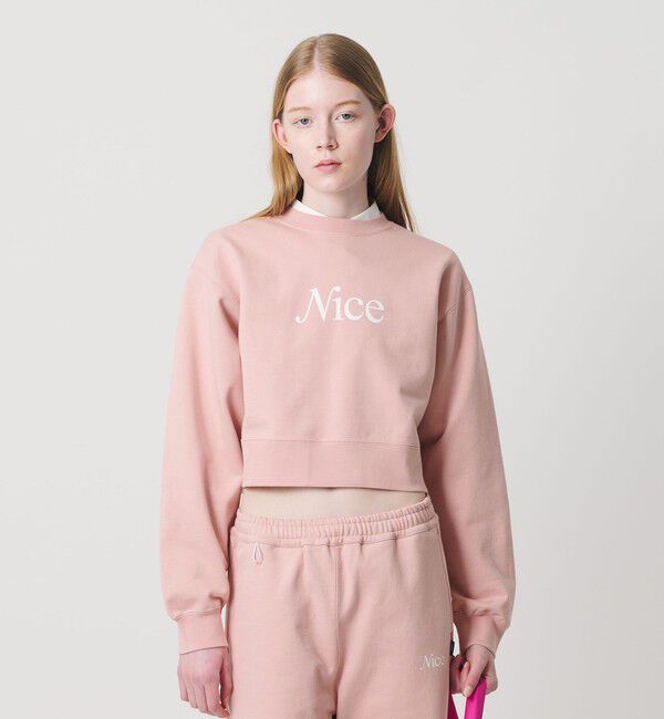NICE WEATHER「＜NICE WEATHER＞ウィメンズ シグネチャーロゴ クロップド スウェット 2」|スウェット・ジャージ|LT.PINK