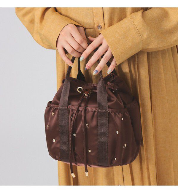 Ray BEAMS 「CONTROL FREAK / スタッズ ミニ バッグ」|ショルダー・メッセンジャー|BROWN