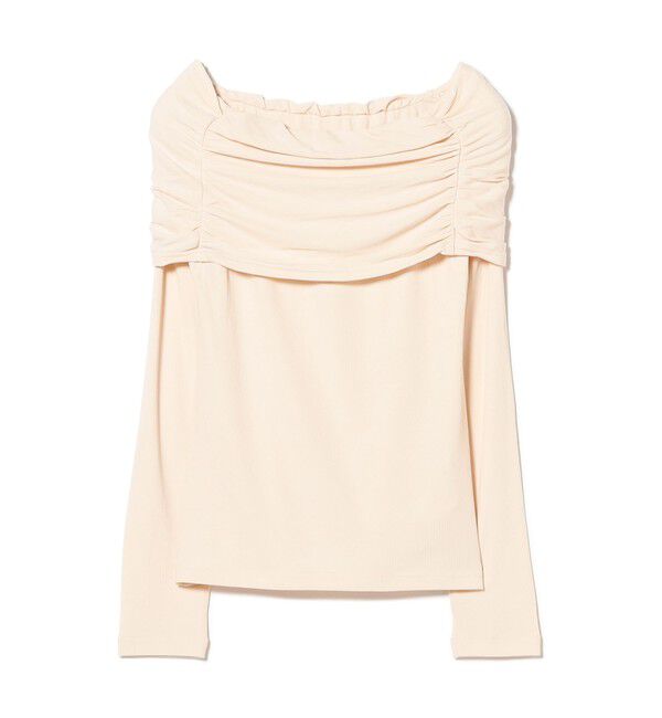 Ray BEAMS 「リブ ギャザー オフショルダー Tシャツ」|Tシャツ・カットソー|