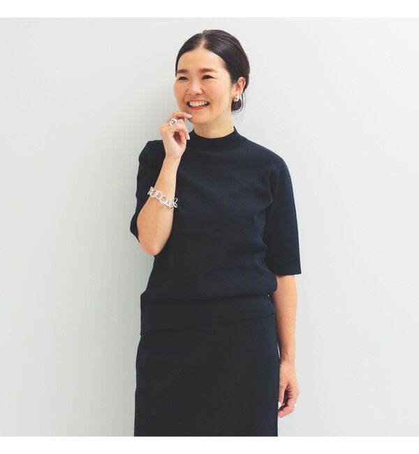 Demi-Luxe BEAMS 「シンプル モックネック ニット .M」|ニット・セーター|NAVY