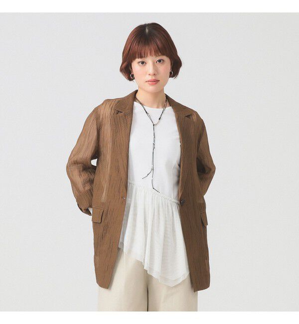 Ray BEAMS 「シアー 1ボタン シングル ジャケット」|ダッフルコート|BROWN