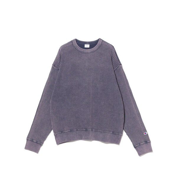BEAMS「【別注】Champion / Big Waffle Long Sleeve Shirt」|Tシャツ・カットソー|CARBON_BLUE