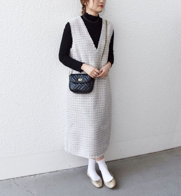 SHIPS any「SHIPS any: ツイード Aライン ジャンパースカート」|ワンピース|