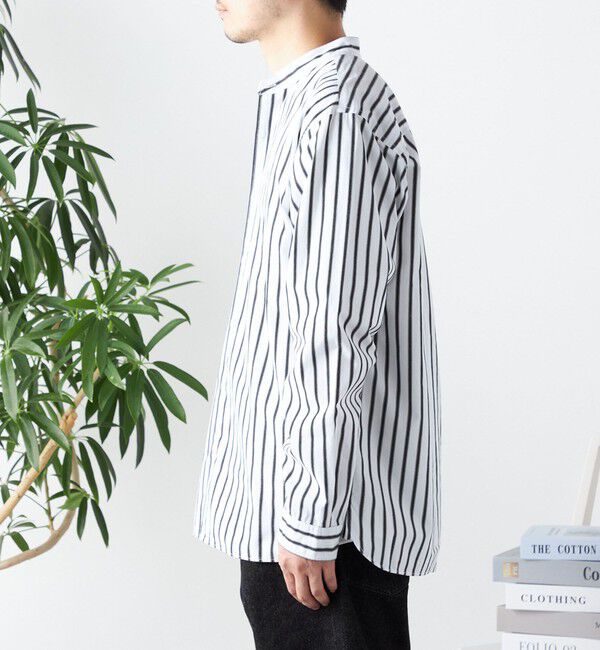 SHIPS any「SHIPS any: ストライプ / ソリッド リラックス バンドカラー シャツ 25AW◇」|シャツ・ブラウス|