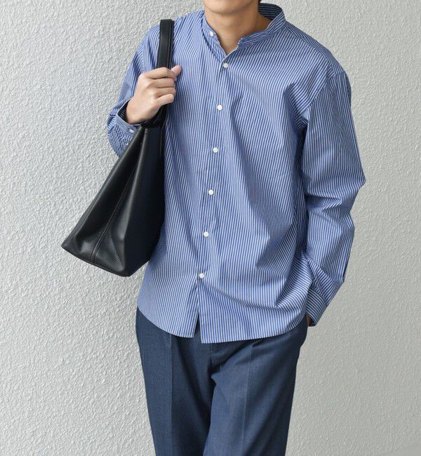 SHIPS any「SHIPS any: ストライプ / ソリッド リラックス バンドカラー シャツ 25AW◇」|シャツ・ブラウス|