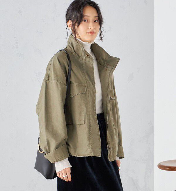 SHIPS for women「〈洗濯機可能〉ミリタリー バックサテン スタンドカラー ブルゾン」|ミリタリー・モッズコート|