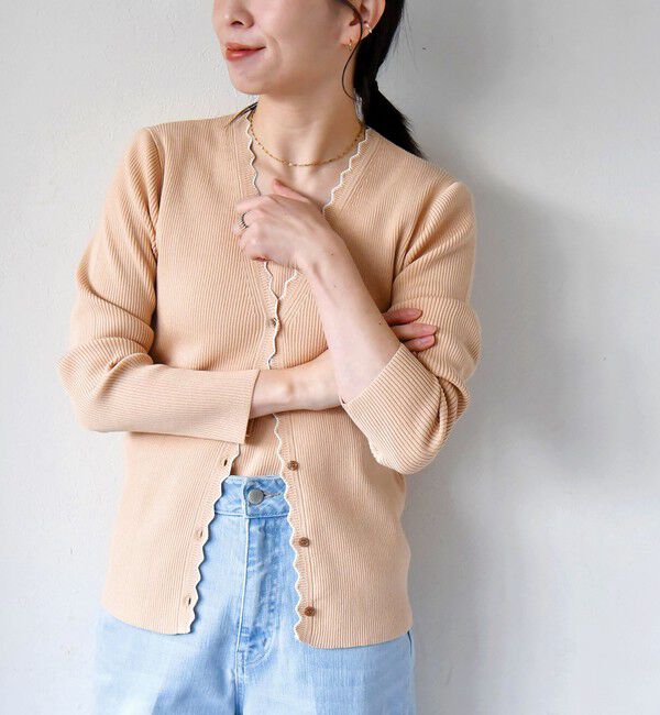 quaranciel「quaranciel:〈手洗い可能〉スカラップ カーディガン & タンクトップ アンサンブル」|カーディガン|ベージュ