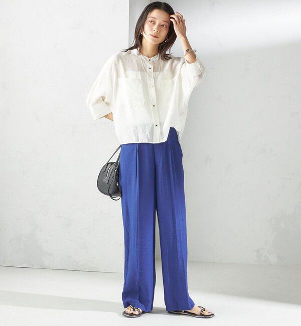 SHIPS for women「〈手洗い可能〉麻混 タック ワイド パンツ」|その他|