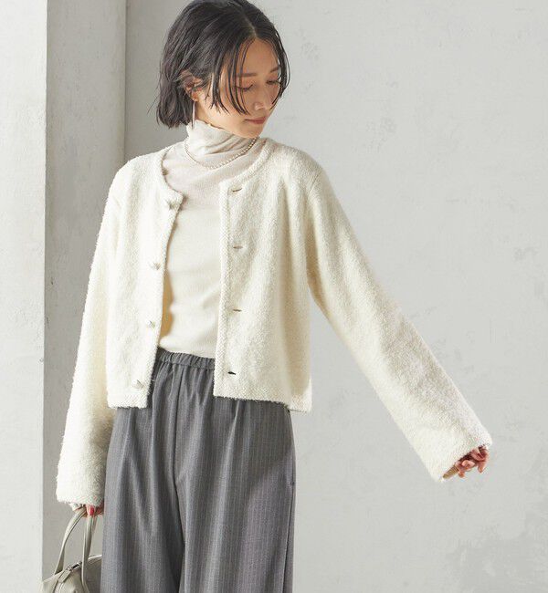 SHIPS for women「〈手洗い可能〉ミックス ツイード ショート ジャケット」|カーディガン|