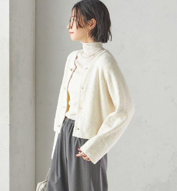 SHIPS for women「〈手洗い可能〉ミックス ツイード ショート ジャケット」|カーディガン|