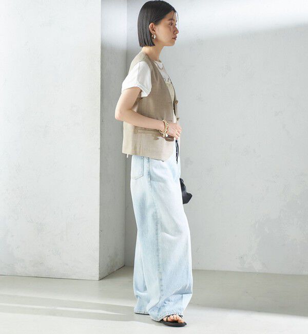 SHIPS for women「〈手洗い可能〉Asami 麻調合繊 ショート ジレ」|ベスト・ジレ|