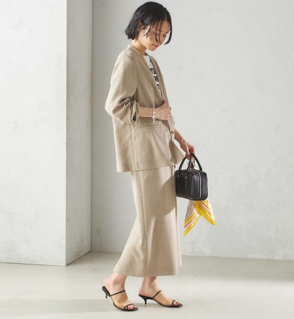 SHIPS for women「〈手洗い可能〉Asami 麻調合繊 ウエスト リブ タイト スカート」|タイト|
