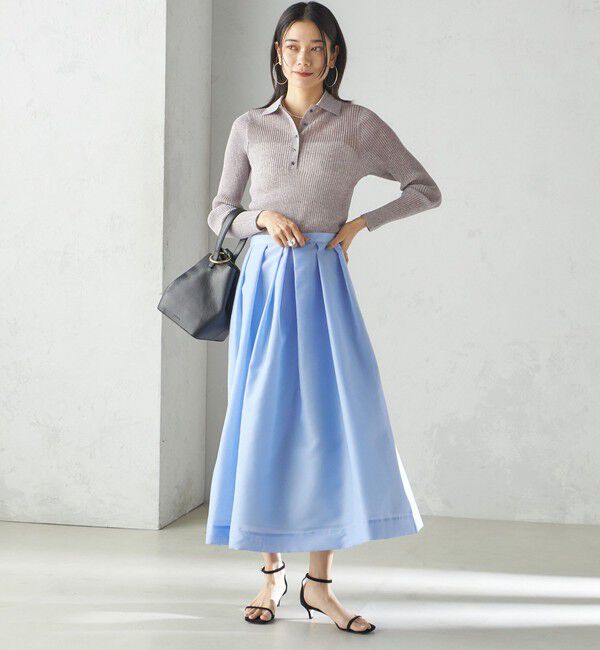 SHIPS for women「〈手洗い可能〉シアー リブ 長袖 ポロ ニット」|ニット・セーター|