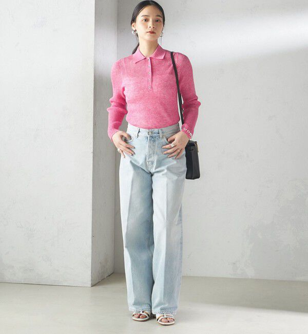 SHIPS for women「〈手洗い可能〉シアー リブ 長袖 ポロ ニット」|ニット・セーター|