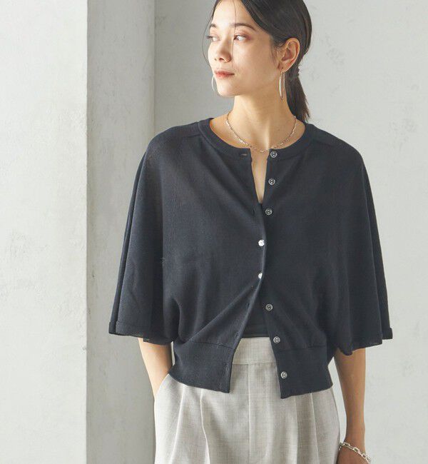 SHIPS for women「〈手洗い可能〉ホール ガーメント ケープ デザイン カーディガン」|カーディガン|ブラック