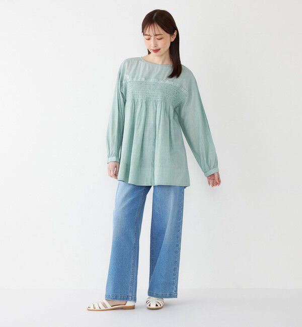 SHIPS Colors 「SHIPS Colors:〈手洗い可能〉キュプラ コットン シャーリング チュニック」|シャツ・ブラウス|