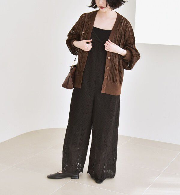 quaranciel「quaranciel:〈手洗い可能〉ラミー ミックス メッシュ シアー オーバーサイズ カーディガン」|カーディガン|