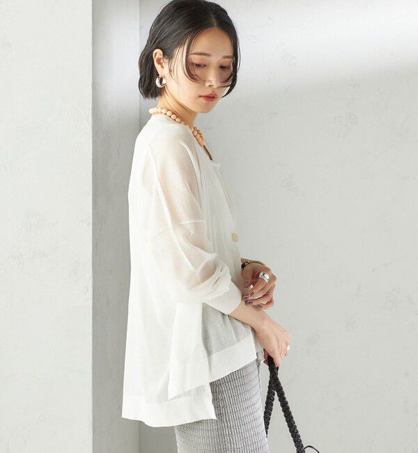 SHIPS for women「〈手洗い可能〉18G コットン ナイロン Vネック 1 ボタン カーディガン」|カーディガン|