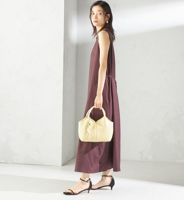 SHIPS for women「〈手洗い可能〉ツイル ノースリーブ ベルト付き ワンピース」|ワンピース|