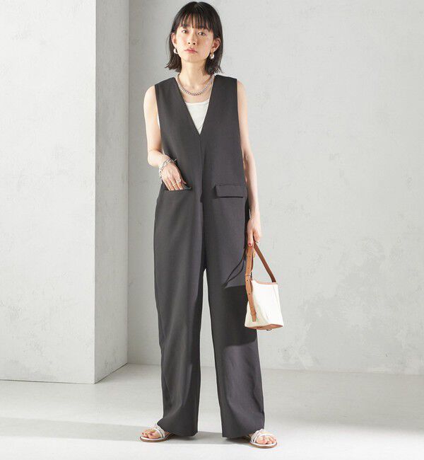 SHIPS for women「〈手洗い可能〉ハイカウント ダブルクロス オールインワン」|オールインワン|