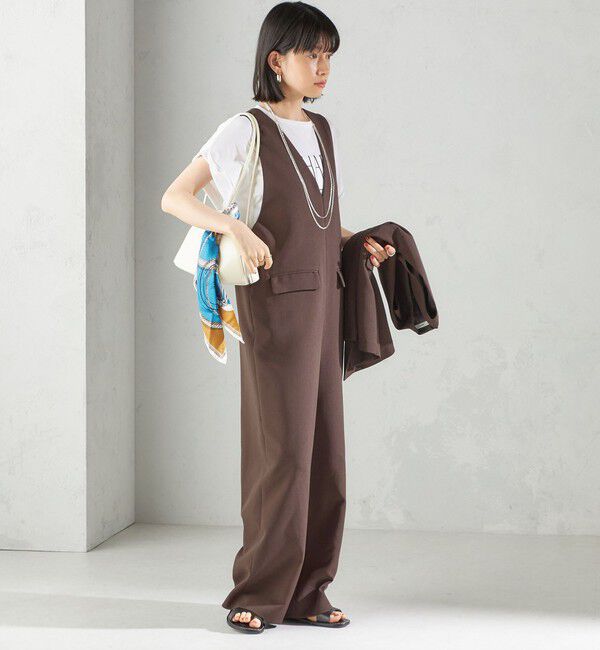 SHIPS for women「〈手洗い可能〉ハイカウント ダブルクロス オールインワン」|オールインワン|