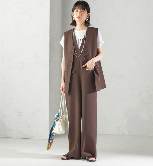 SHIPS for women「〈手洗い可能〉ハイカウント ダブルクロス オールインワン」|オールインワン|