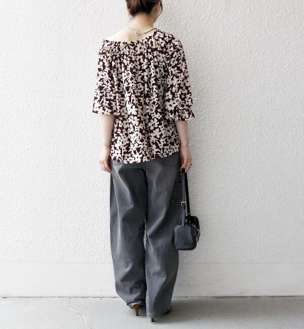 SHIPS any「SHIPS any:〈洗濯機可能〉フラワー ポリエステル ベロア シャーリング ブラウス」|シャツ・ブラウス|