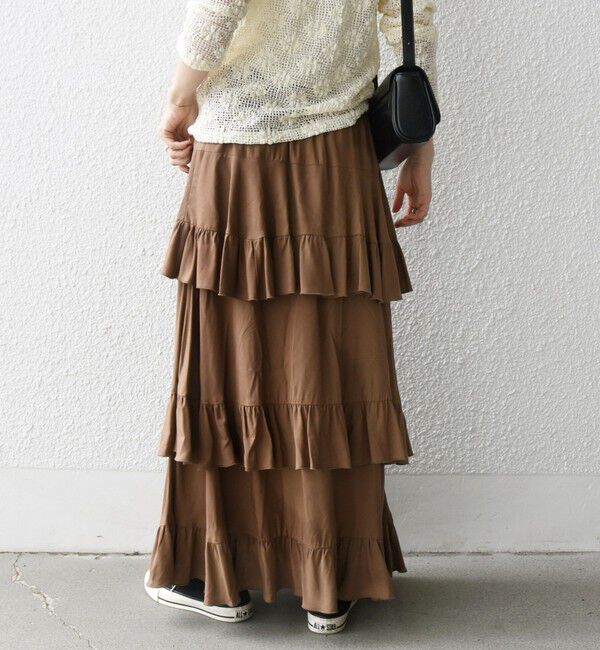 SHIPS any「SHIPS any:〈洗濯機可能〉ティアード ラッフル マキシ スカート」|スカート|