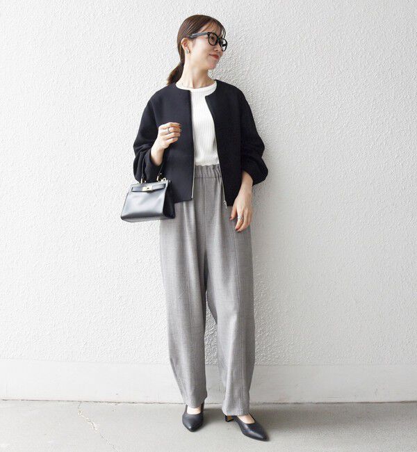 SHIPS any「SHIPS any:〈洗濯機可能〉ダブルクロス ノーカラー ジップ ブルゾン［NAVY BLUE］」|ノーカラージャケット|