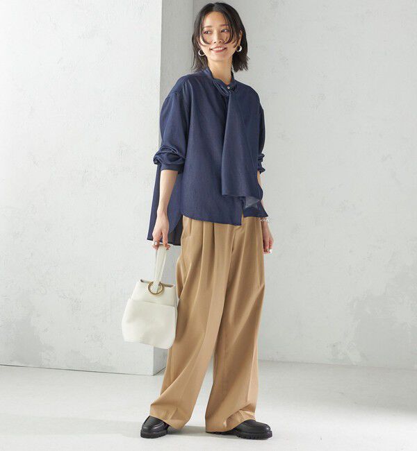 SHIPS for women「〈手洗い可能〉デニム ライク リボン タイ ブラウス」|シャツ・ブラウス|