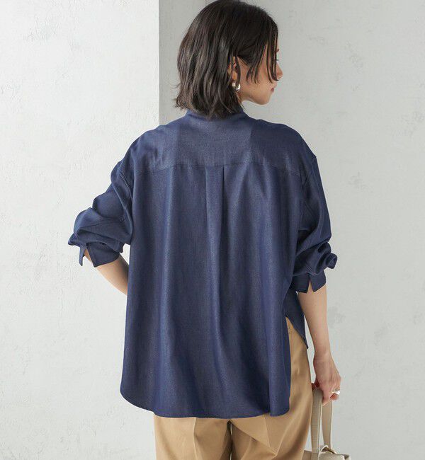 SHIPS for women「〈手洗い可能〉デニム ライク リボン タイ ブラウス」|シャツ・ブラウス|