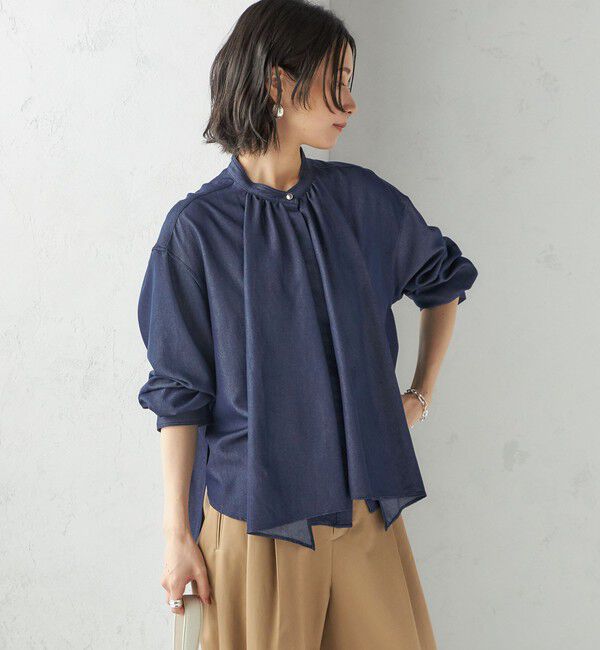 SHIPS for women「〈手洗い可能〉デニム ライク リボン タイ ブラウス」|シャツ・ブラウス|