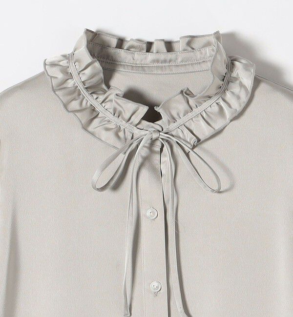 SHIPS any「《追加予約》SHIPS any:〈洗濯機可能〉サテン フリル カラー リボン シャツ ブラウス」|シャツ・ブラウス|