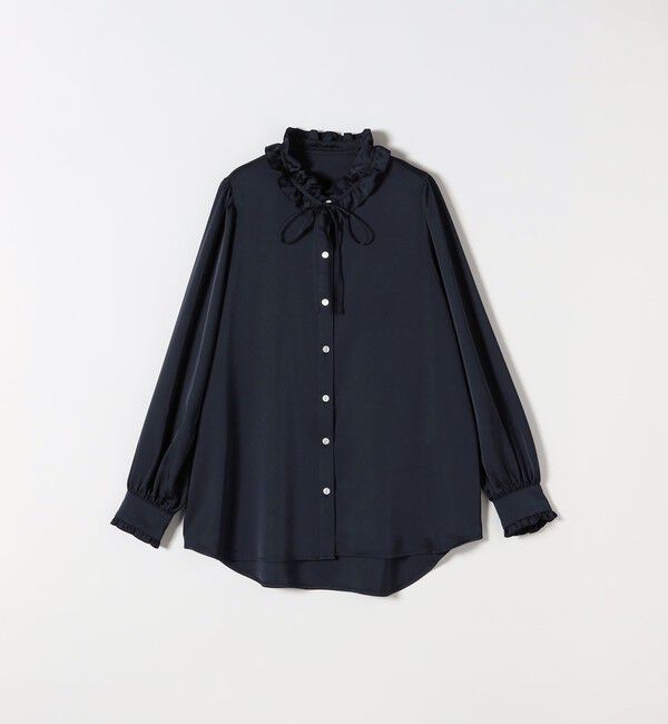 SHIPS any「《追加予約》SHIPS any:〈洗濯機可能〉サテン フリル カラー リボン シャツ ブラウス」|シャツ・ブラウス|