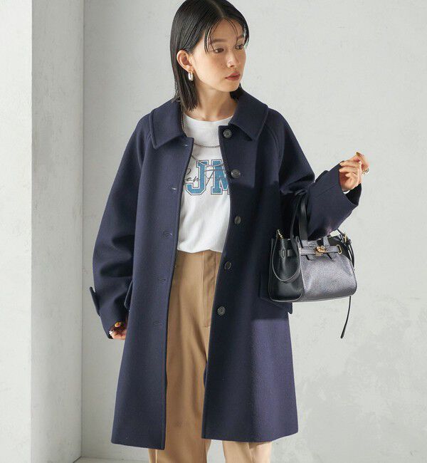 SHIPS for women「千鳥 / ソリッド ウール メルトン ステンカラー コート」|ステンカラーコート|