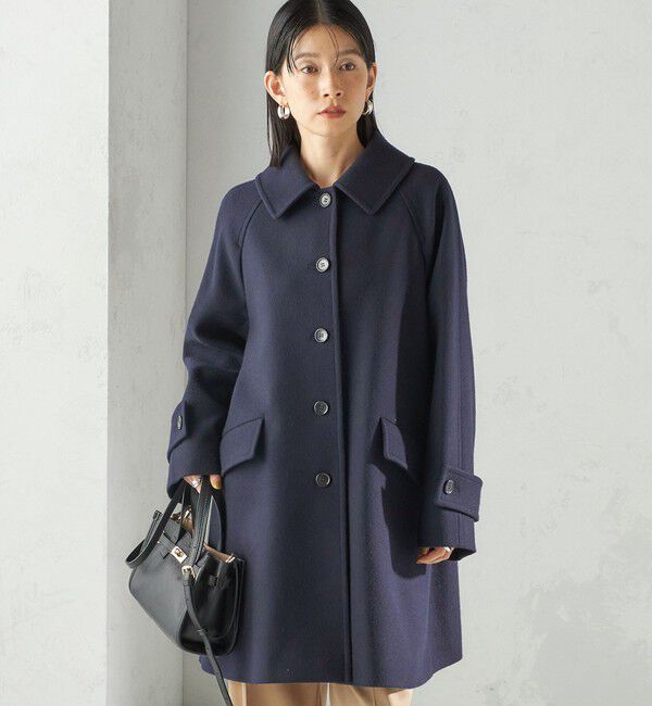 SHIPS for women「千鳥 / ソリッド ウール メルトン ステンカラー コート」|ステンカラーコート|