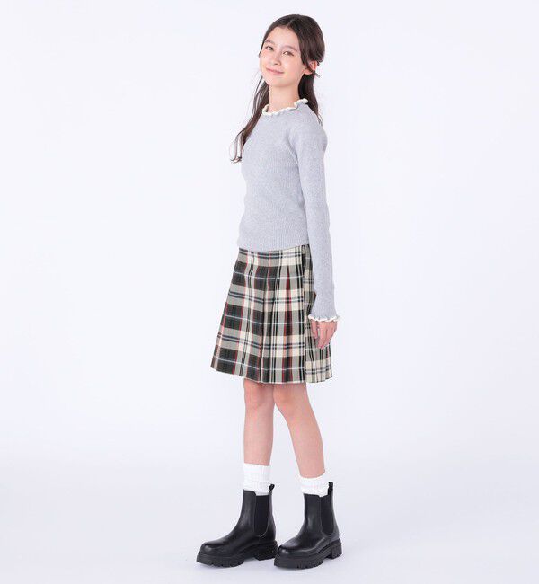 SHIPS KIDS「SHIPS KIDS:130～150cm /〈手洗い可能〉フリル リブ ニット」|Tシャツ・カットソー|