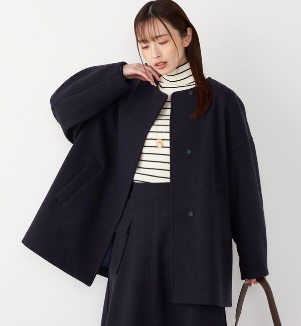 SHIPS Colors 「SHIPS Colors:〈手洗い可能〉ジャージーメルトン ノーカラー コート 2◇」|ノーカラーコート|