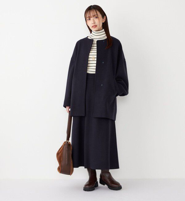 SHIPS Colors 「SHIPS Colors:〈手洗い可能〉ジャージーメルトン ノーカラー コート 2◇」|ノーカラーコート|