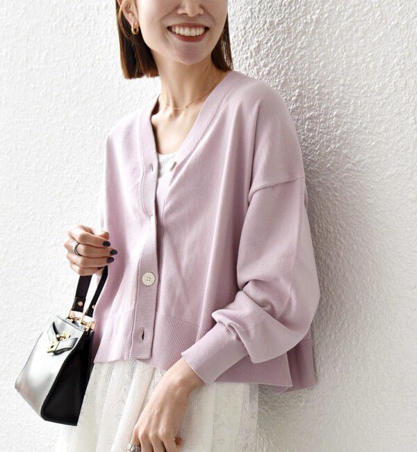 SHIPS any「SHIPS any:〈手洗い可能〉コットン ミックス Vネック コンパクト カーディガン」|カーディガン|