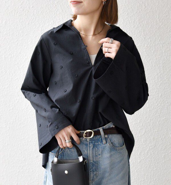 SHIPS any「SHIPS any:〈洗濯機可能〉フラワー モチーフ Aライン スキッパー シャツ ブラウス」|シャツ・ブラウス|