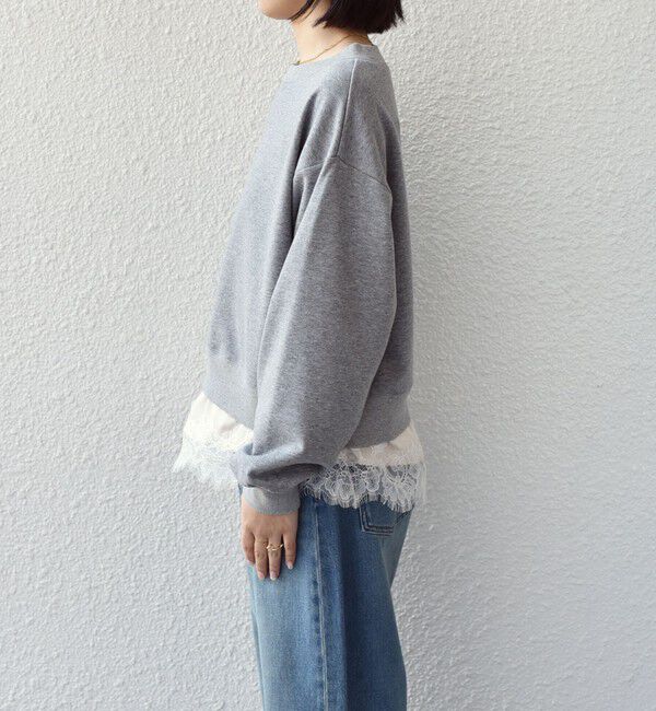 SHIPS Colors 「SHIPS Colors:〈手洗い可能〉レース レイヤード 裏毛 トップス◇」|スウェット・ジャージ|